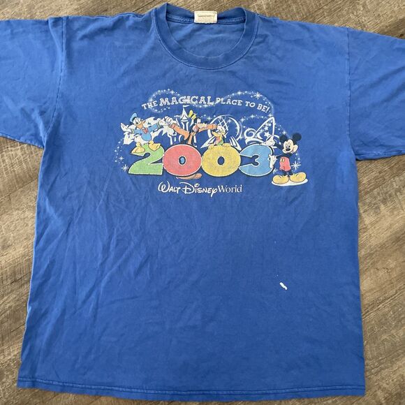 Vintage Walt Disney World 2003 T-Shirt blue Size XL Most Magical Place To Be - Picture 2 of 9